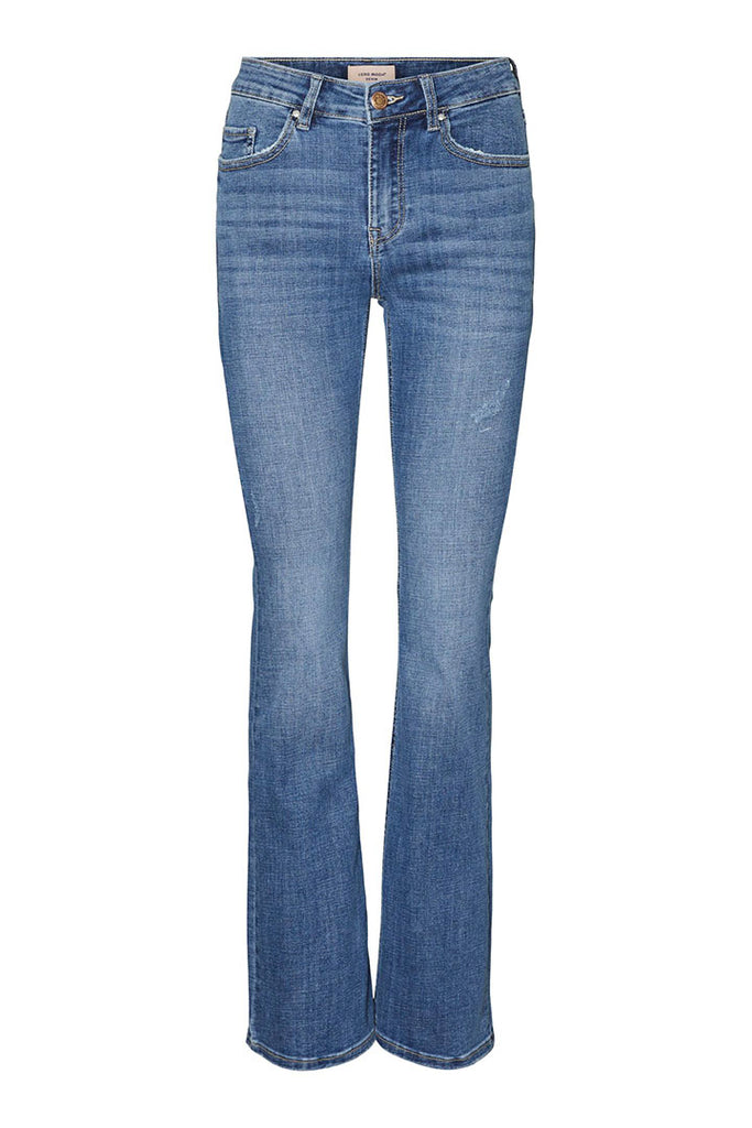 Vero Moda Flash Mid Rise Flared Jeans Blue Denim