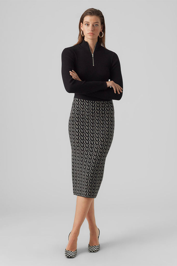 Vero Moda Golden Needle Art Pencil Skirt