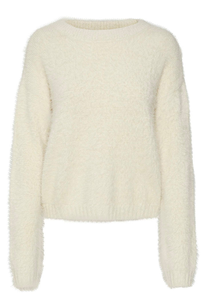 Vero Moda Poilu O-Neck Open Back Jumper Cream