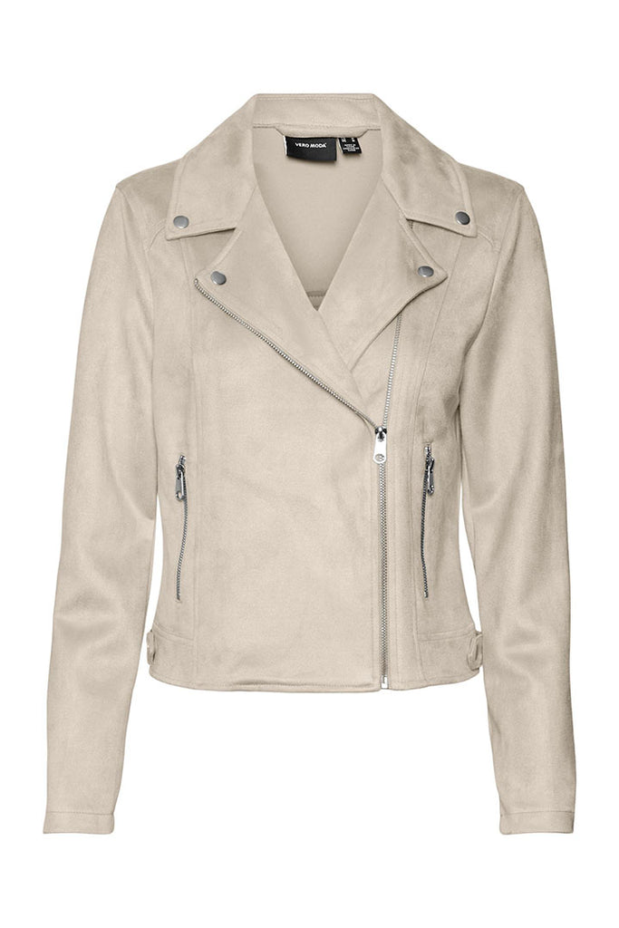 Vero Moda Jose Short Faux Suede Jacket Cream