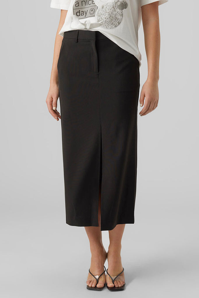 Another Label Troian Long Skirt with front Slit Black