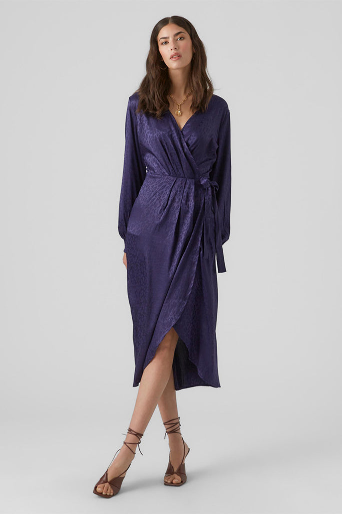 Vero Moda Elotta Wrap Dress Navy