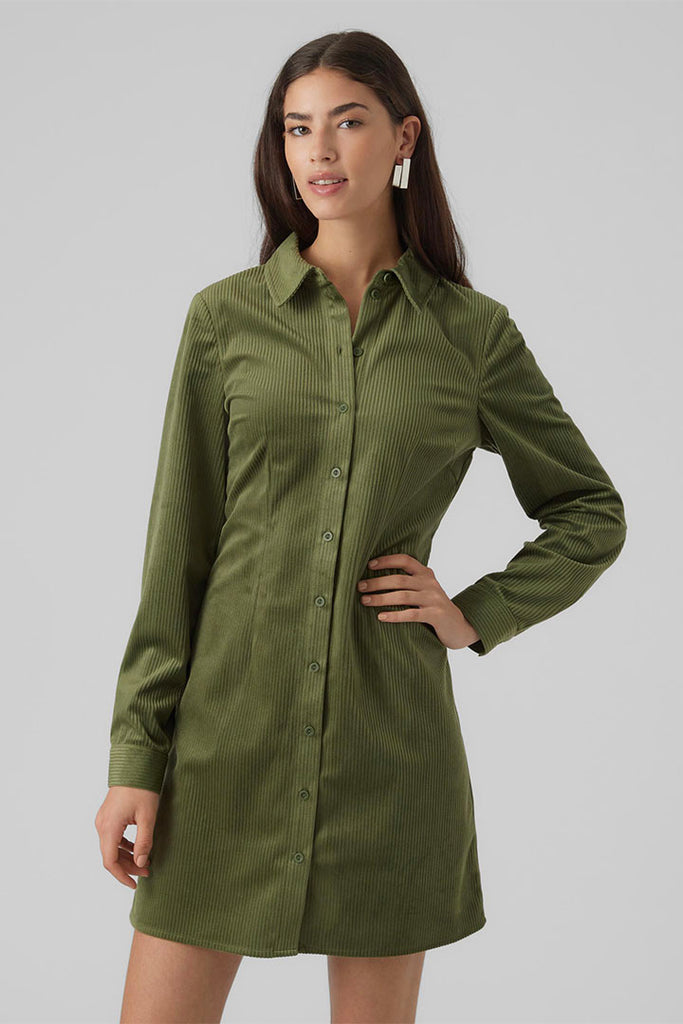 Vero Moda Trim Short Shirt Dress Green