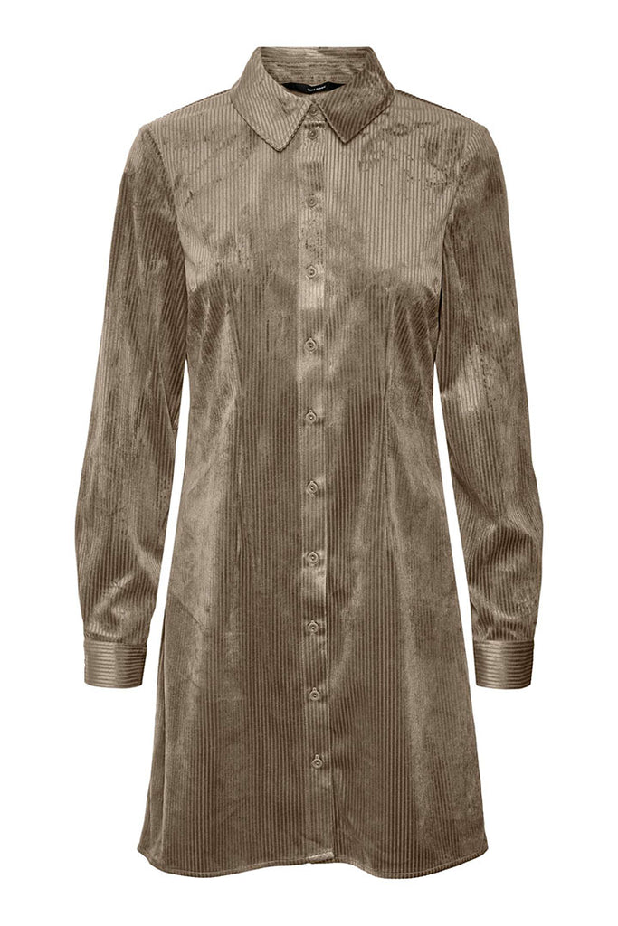 Vero Moda Trim Short Shirt Dress Beige