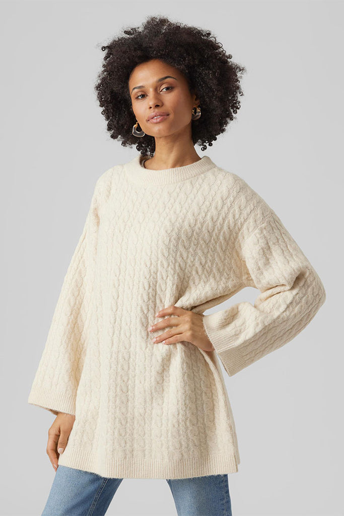Vero Moda Heidi Wide Long Jumper Cream