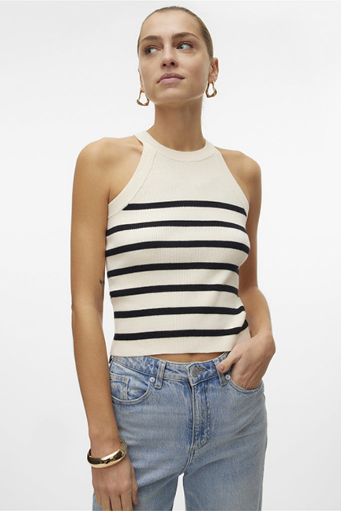 Vero Moda Saba Rib O-Neck Top Cream