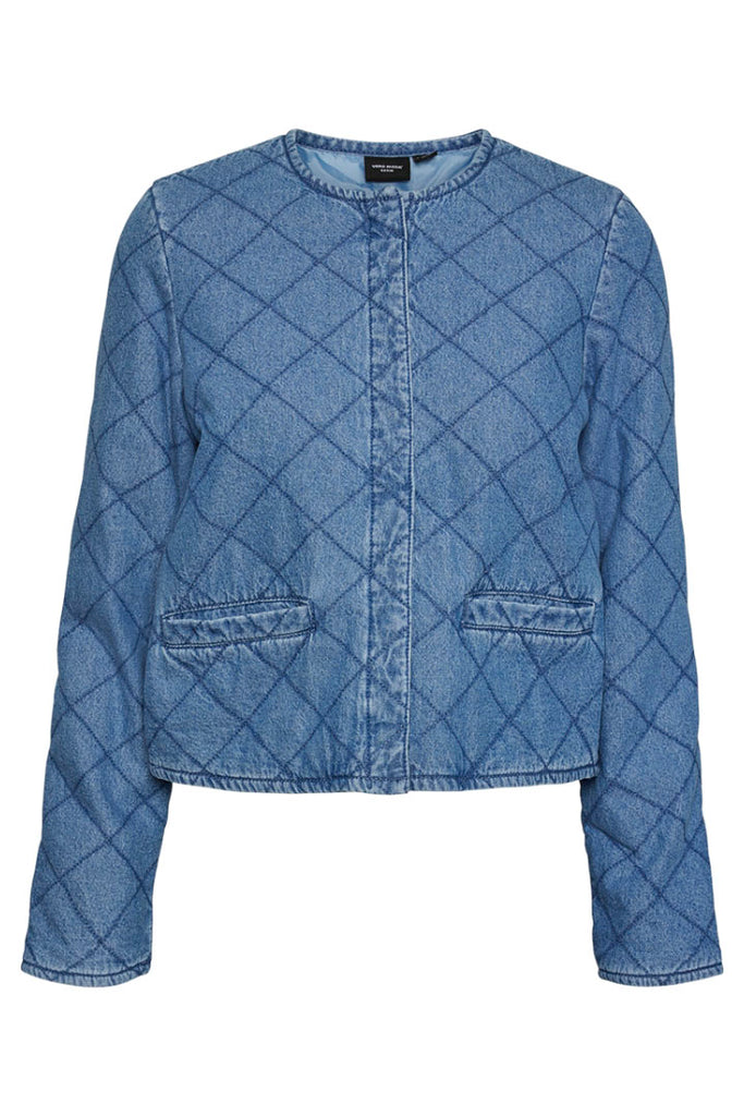 Vero Moda Olive Quilted Denim Jacket Blue