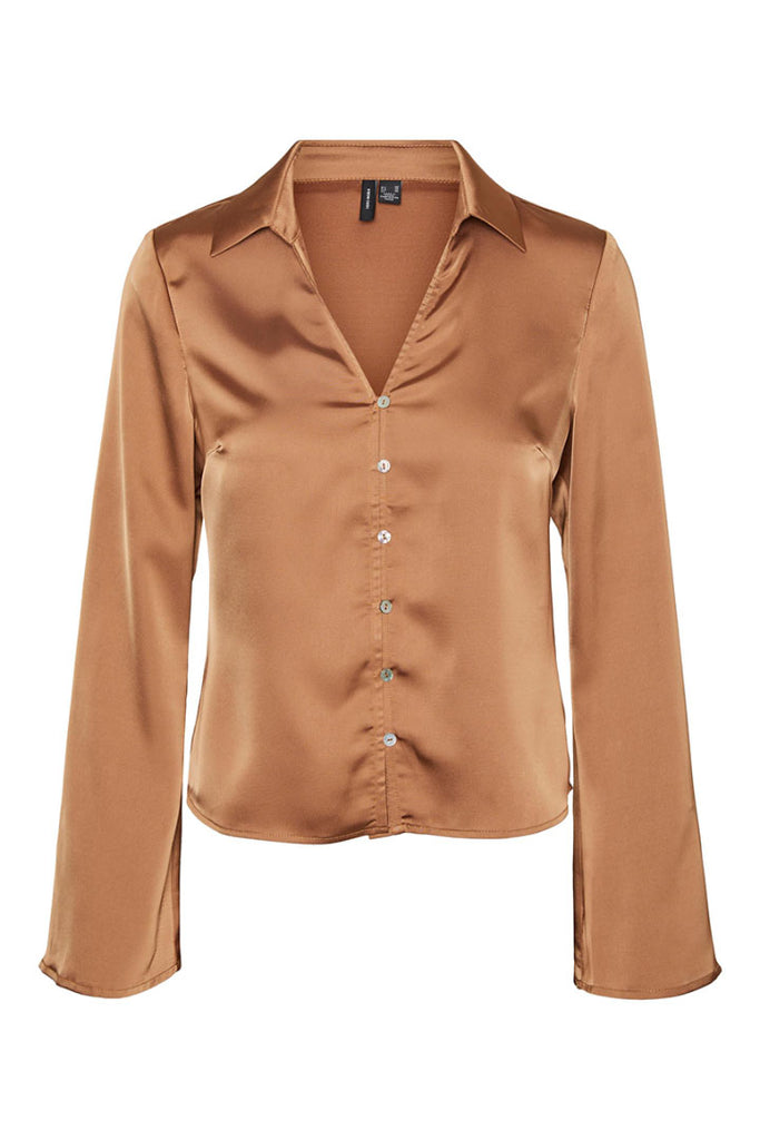 Vero Moda Jessa Satin Shirt Brown