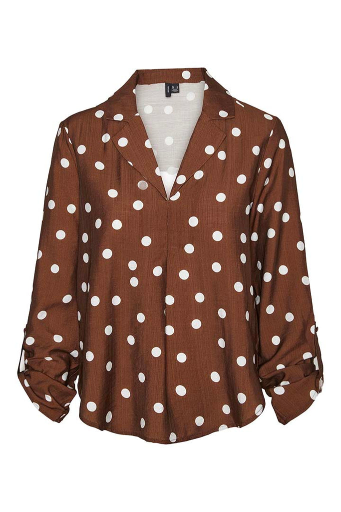 Vero Moda Becca Collar Top Brown