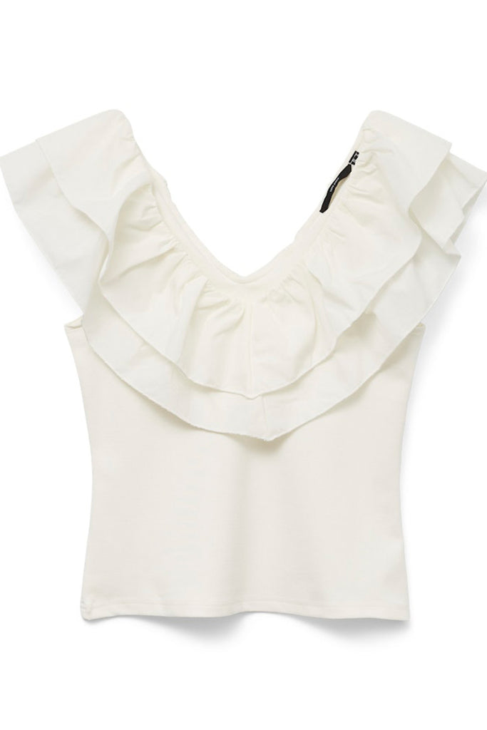 Vero Moda Ane frill ss top White