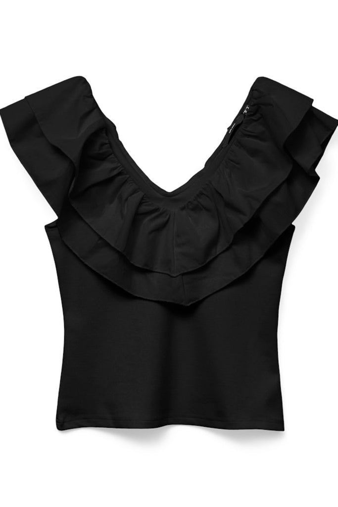 Vero Moda Ane frill ss top Black