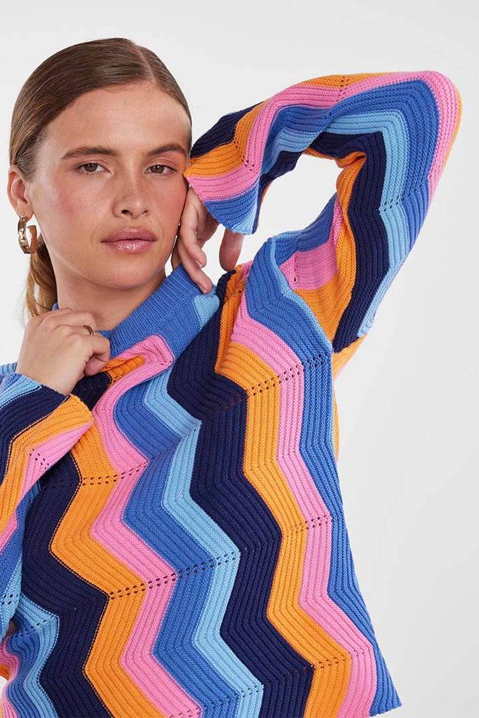YAS Zigsta Knit Jumper Blue