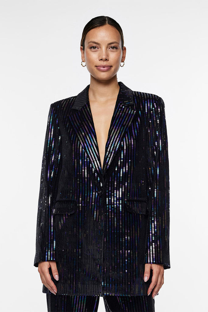 YAS Eliva Sequin Long Blazer Black