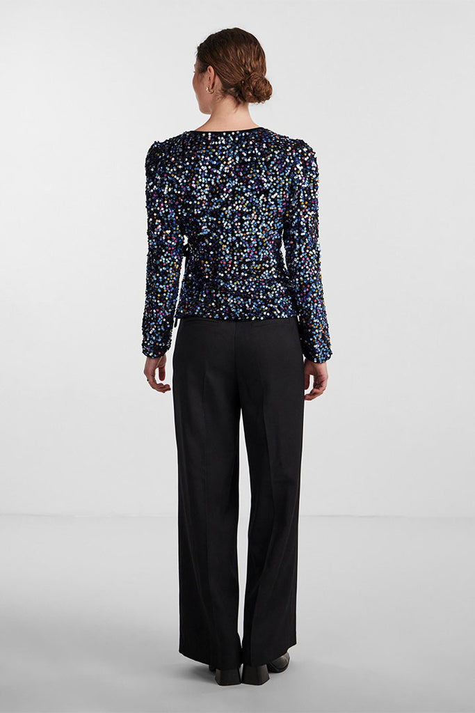 YAS Killo Sequin Wrap Top