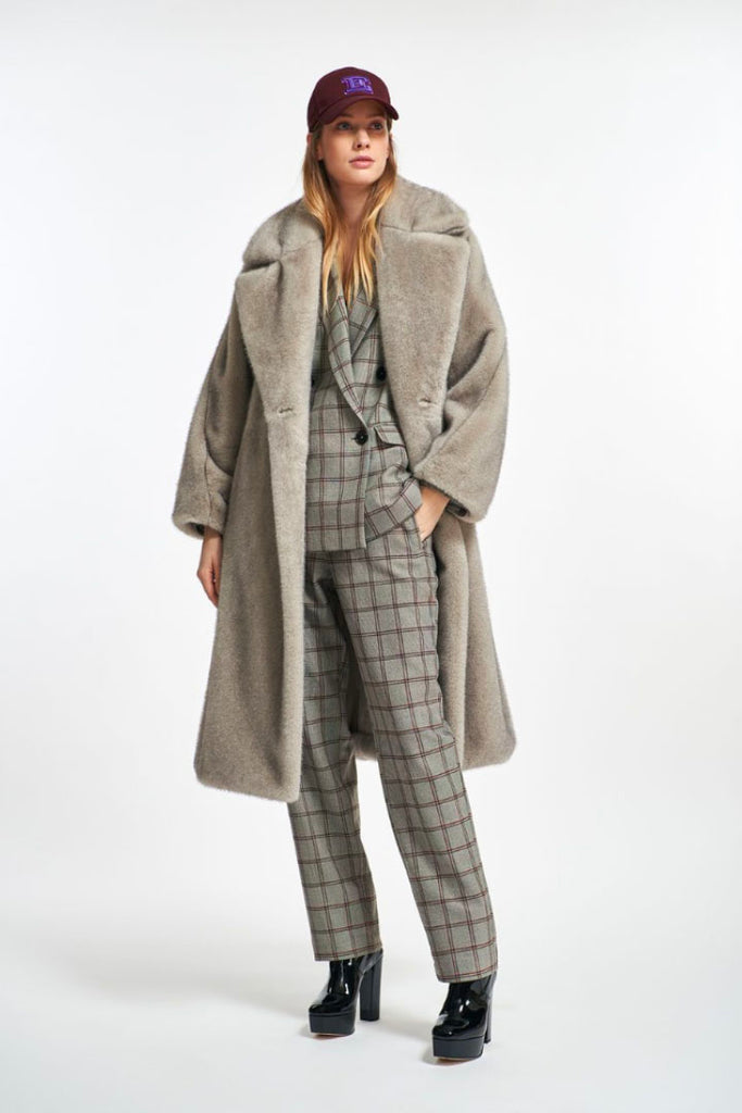Essential Antwerp Edict Oversized Faux Fur Coat Grey