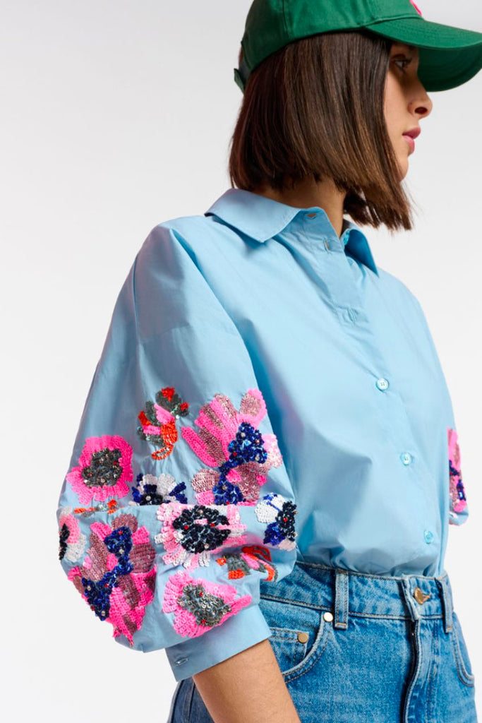 Essential Antwerp Eliana Embellished Shirt Blue