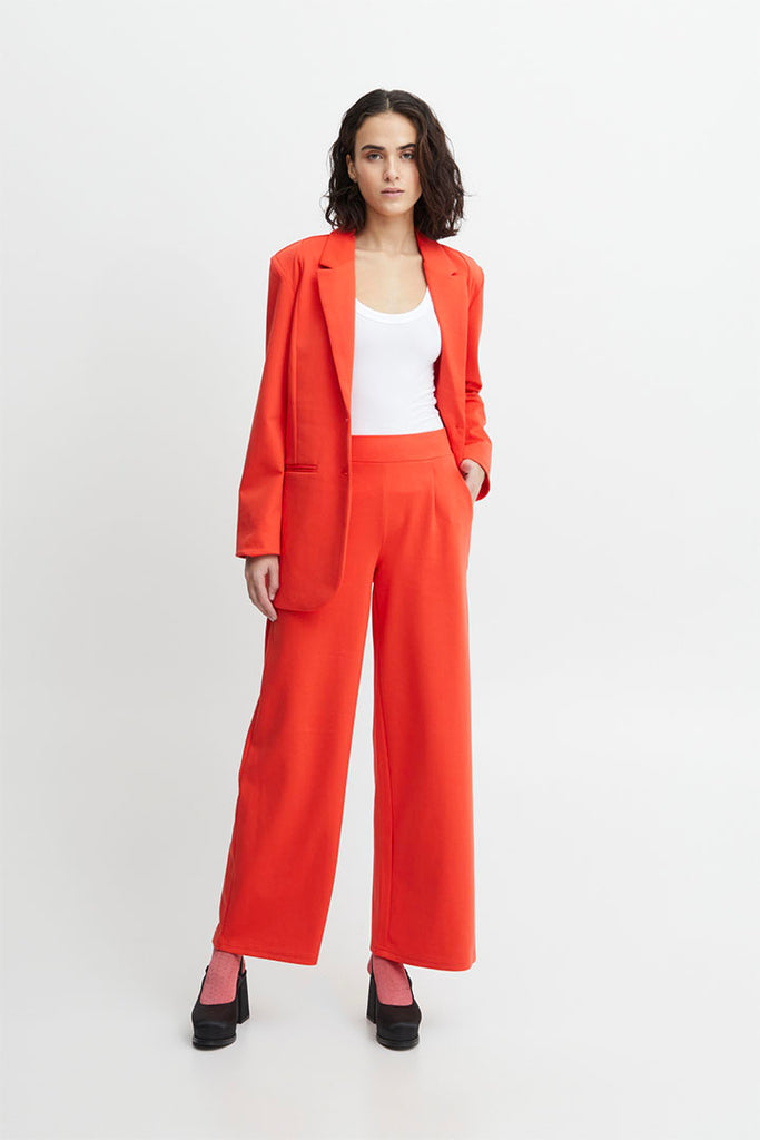 Ichi Kate Sus Long Wide Pants Red