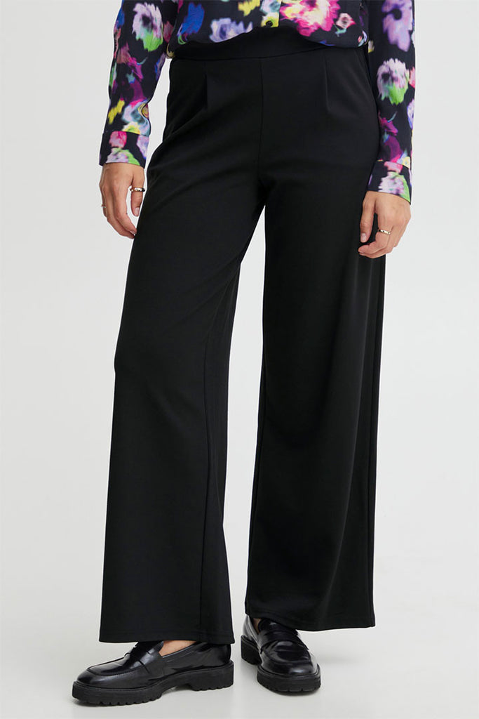 Ichi Kate Sus Long Wide Pants Black