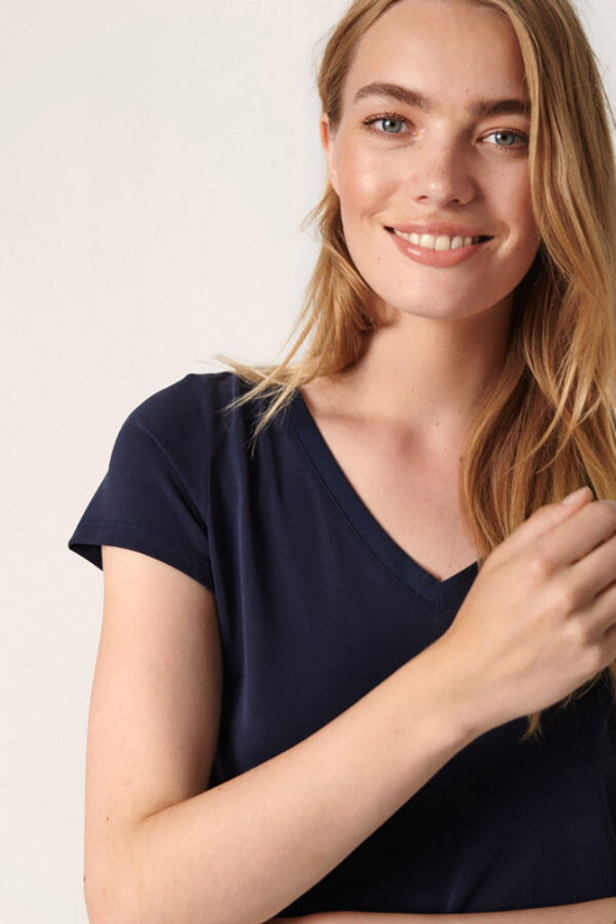 Soaked in Luxury Columbine V Neck Tshirt SS