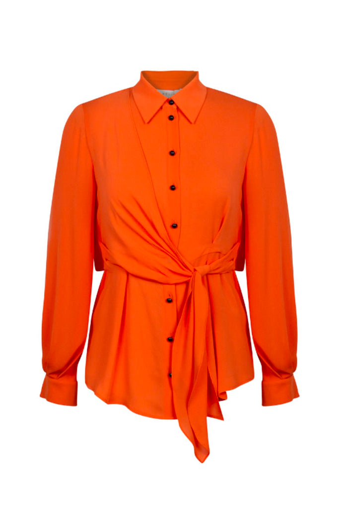 Birelin Wrap Detailed Shirt Orange