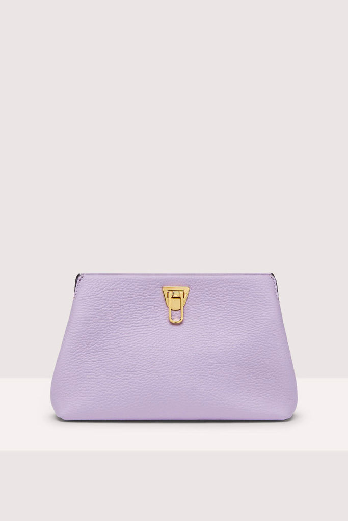 Coccinelle Beat Grained Leather Clutch Bag Lilac OS