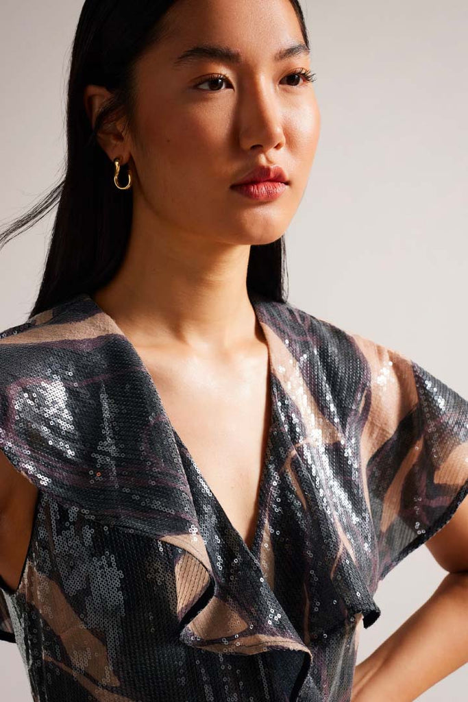 Ted Baker Clothing Edennie Printed Sequin Ruffle Jumpsuit