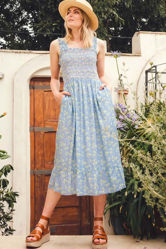 Sugarhill Ember Shirred Sundress Blue