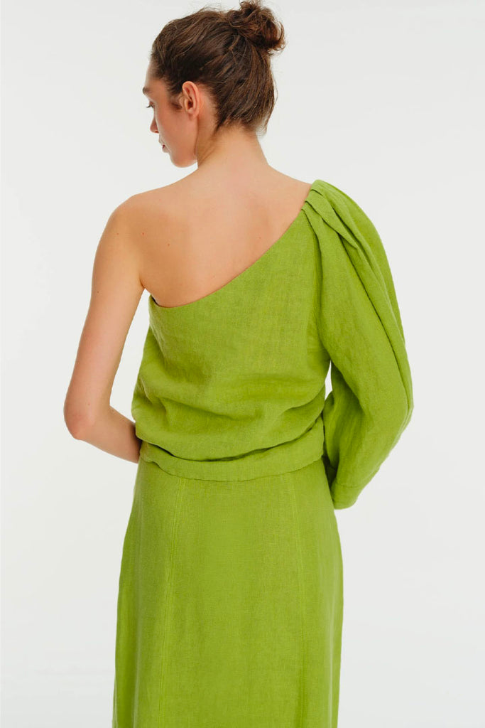 Exquise One Shoulder Linen Blouse