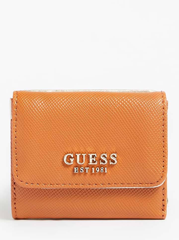 Guess Accessories Laurel Saffiano Credit Card Holder Tan OS