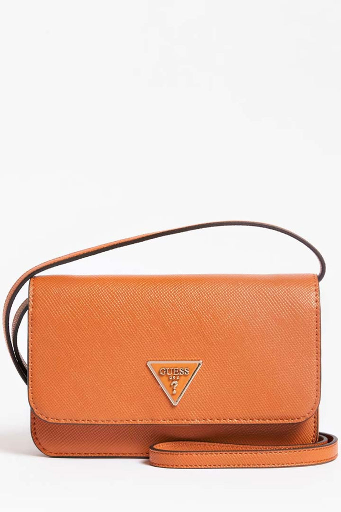 Guess Accessories Laurel Saffiano Crossbody Phone Case Bag Tan OS