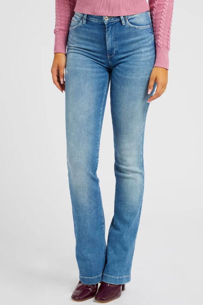 Guess Clothing Sexy Boot Mid Jeans Medium Blue