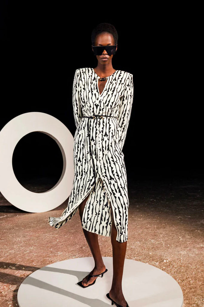 Kameya Monochrome Long Sleeve Dress