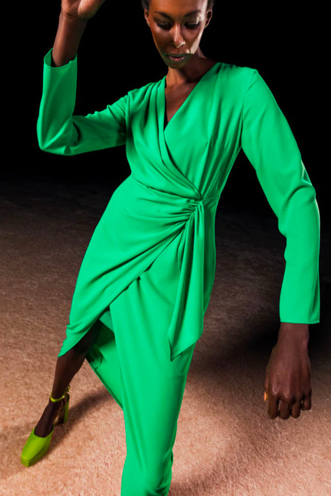 Kameya Shamrock V-neck Dress Green