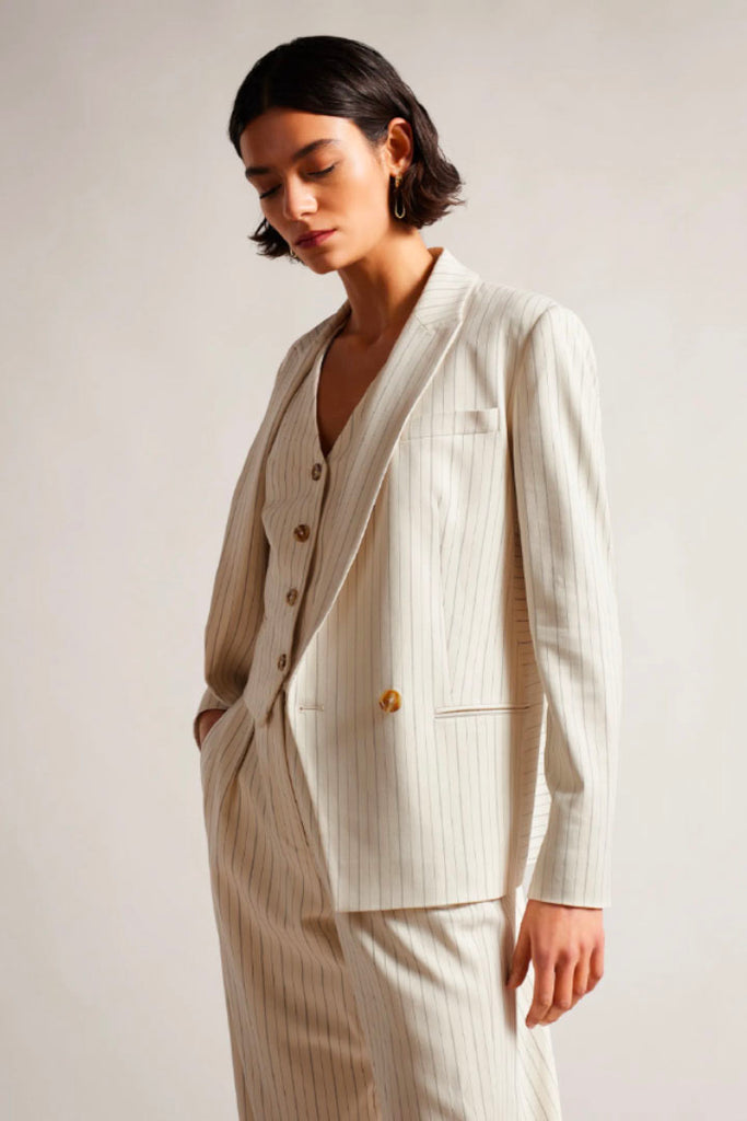 Ted Baker Clothing Kllara Double Breasted Relaxed Tailored Jacket Cream