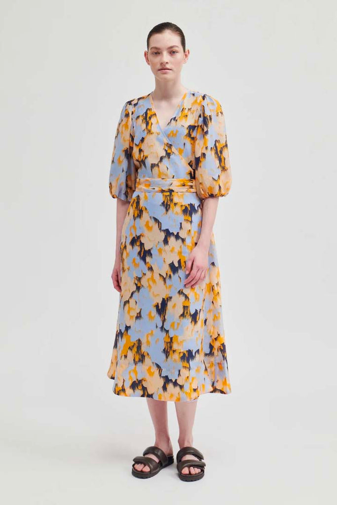 SECOND FEMALE Marigold Wrap Dress Blue