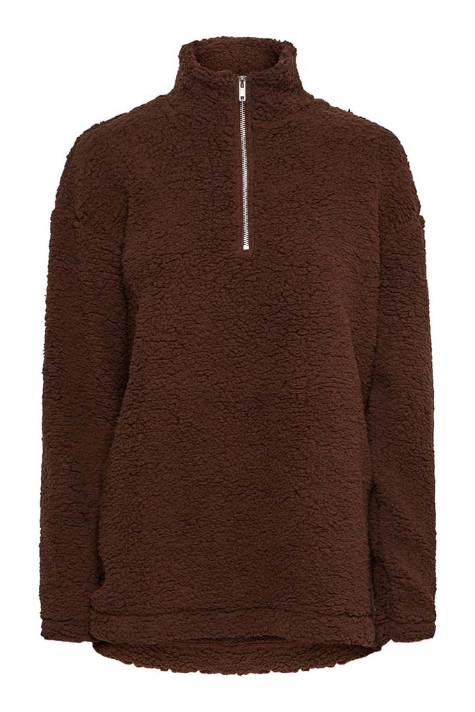 Pieces Ferna Long Teddy Jumper Brown