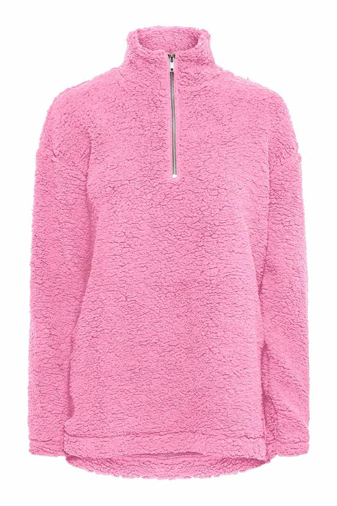 Pieces Ferna Long Teddy Jumper Pink