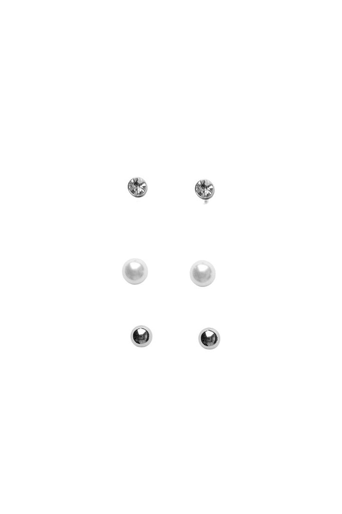 Pieces Jessi 3 - Pack Earstud Earrings Silver OS