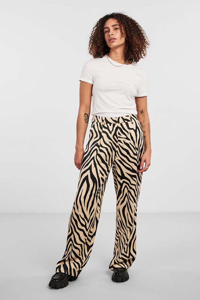 Pieces Zebrane Wide Satin Trousers