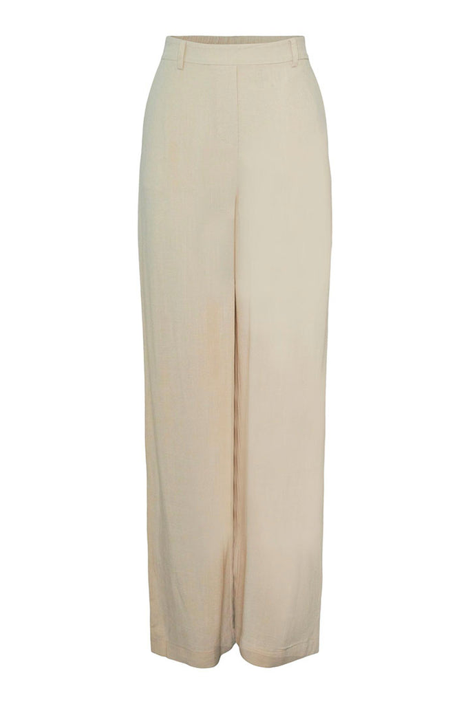 Pieces Vinsty High Waist Linen Wide Pants