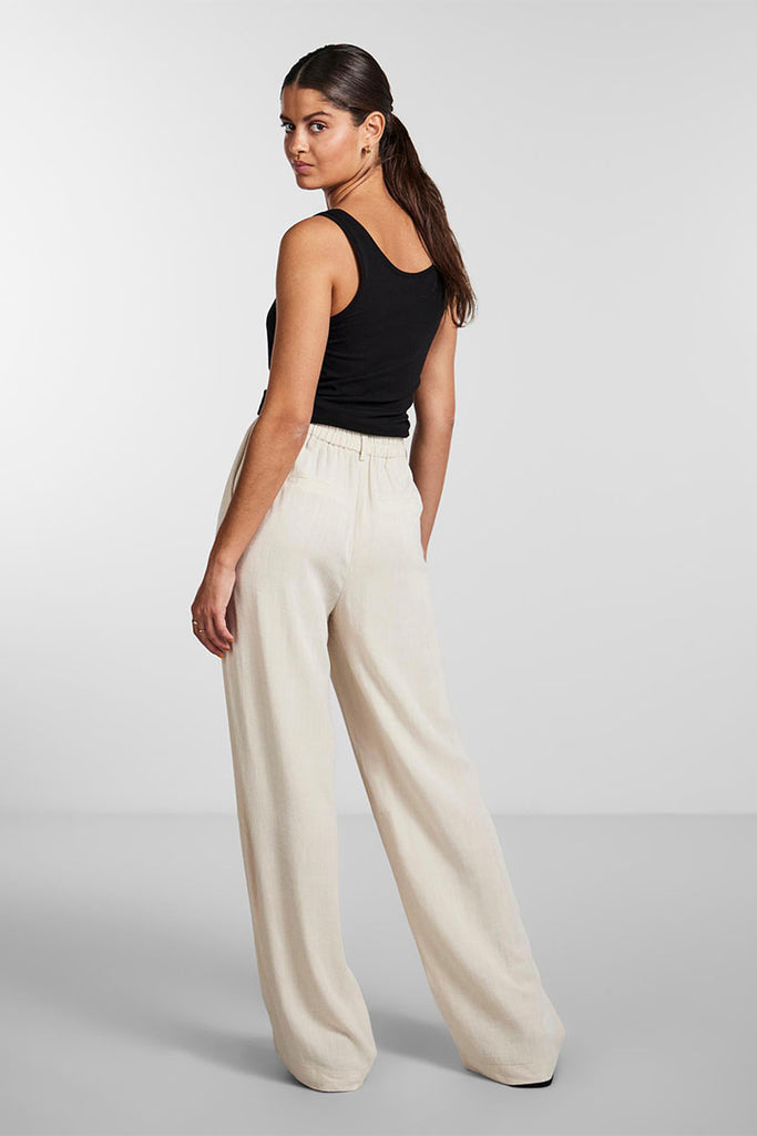 Pieces Vinsty High Waist Linen Wide Pants
