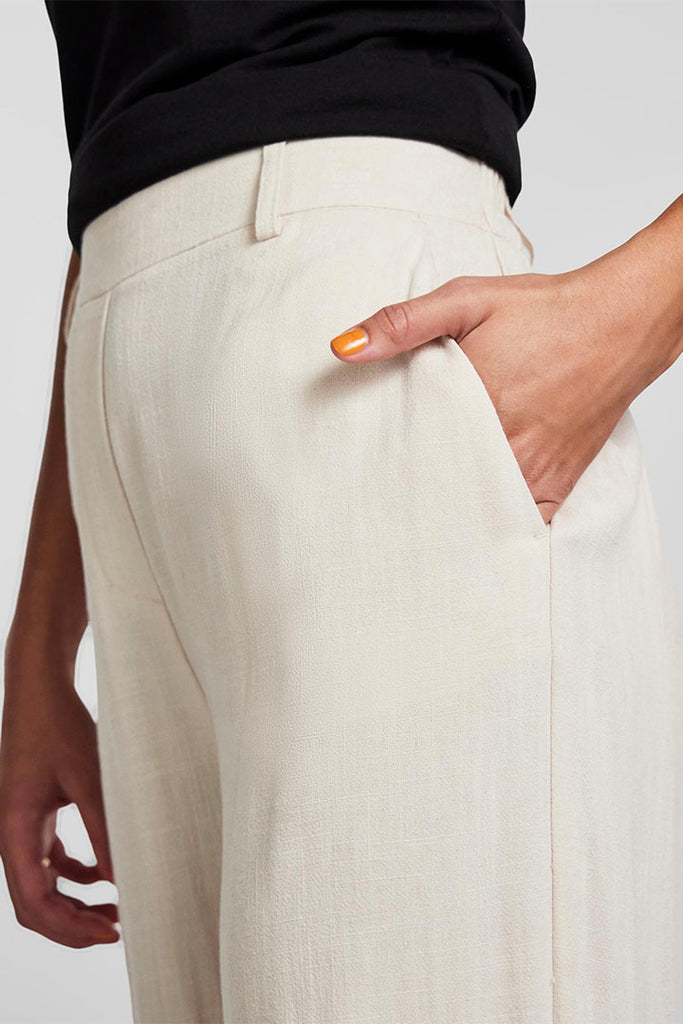 Pieces Vinsty High Waist Linen Wide Pants