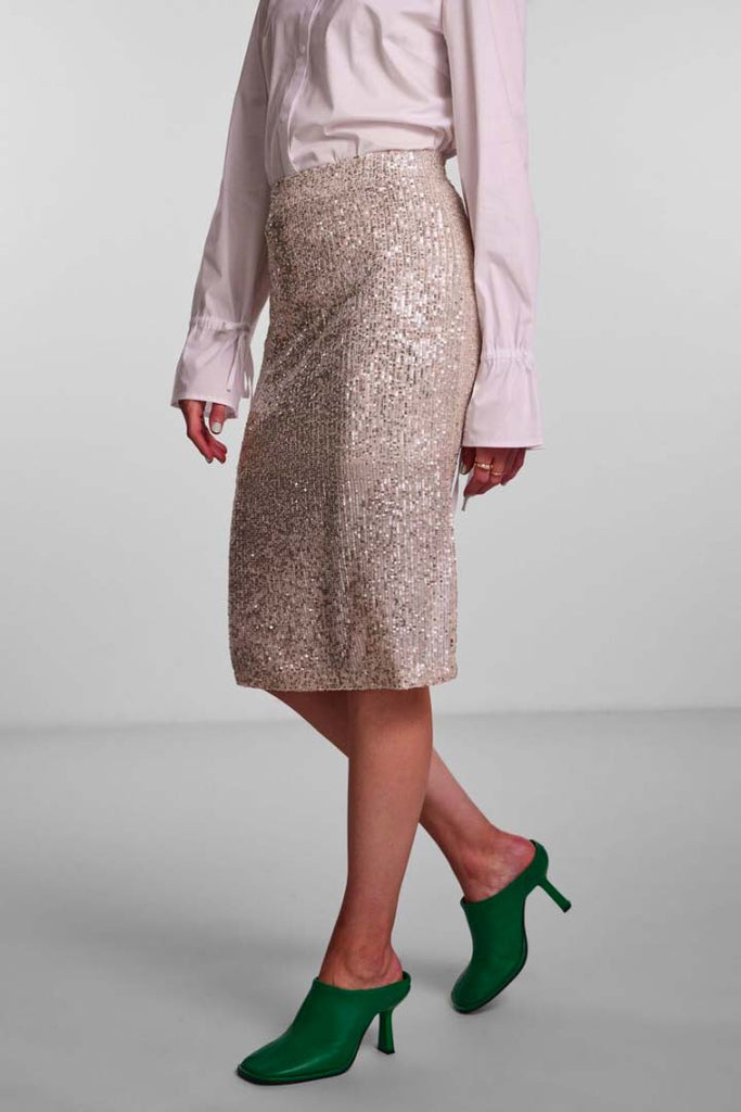Pieces Delphia Highwaist Pencil Skirt Silver