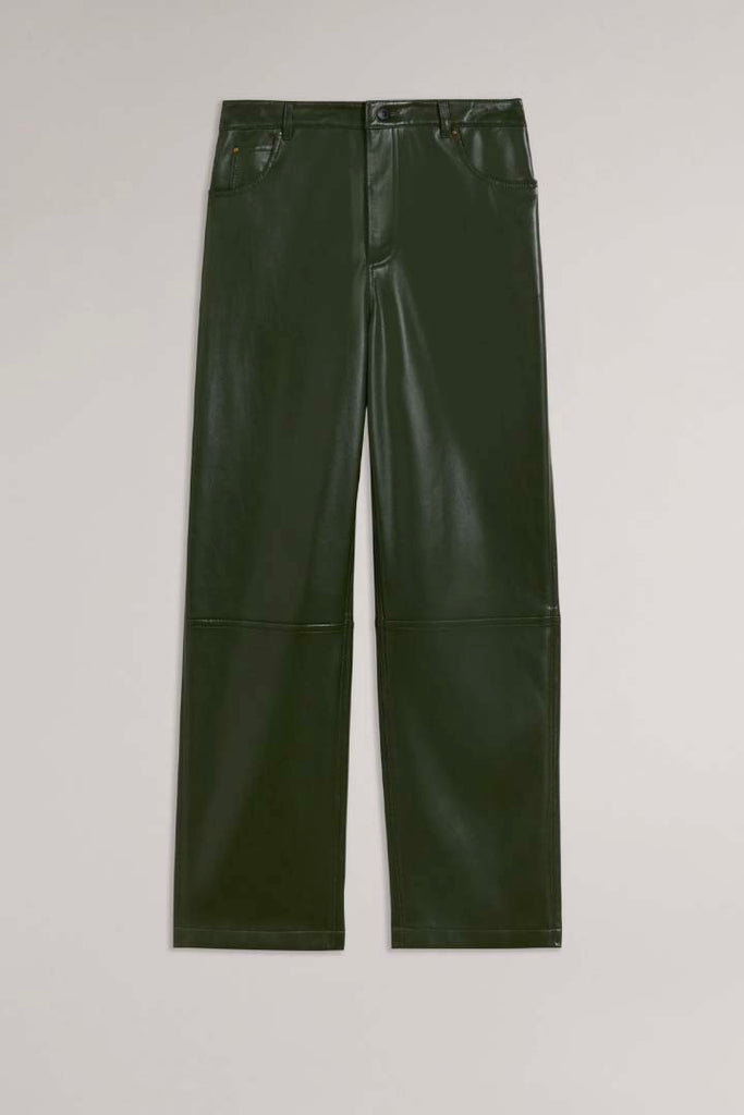 Ted Baker Clothing Plaider Panelled Straight Leg PU Trousers