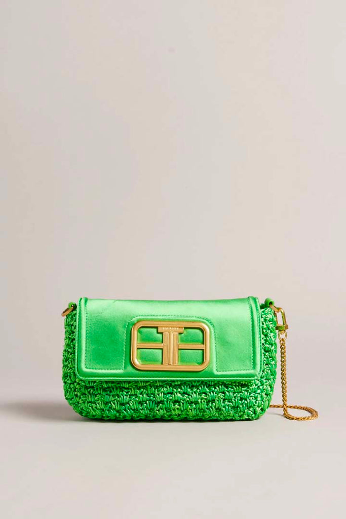 Ted Baker Accessories Tikyra Satin Crochet Cross Body Bag Green OS