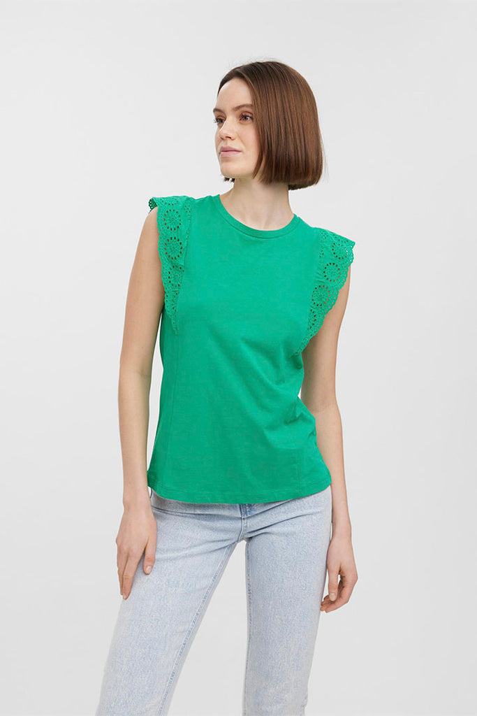 Vero Moda Hollyn Short Sleeve Top Green