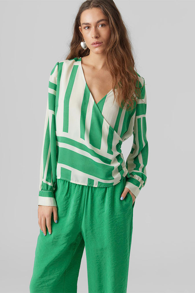 Vero Moda Brita Rouching Midi Top Green